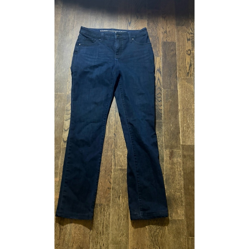 Chicos Womens Girlfriend Slim Jeans So Slimming Stretch 0T (4 Tall) Dark wash